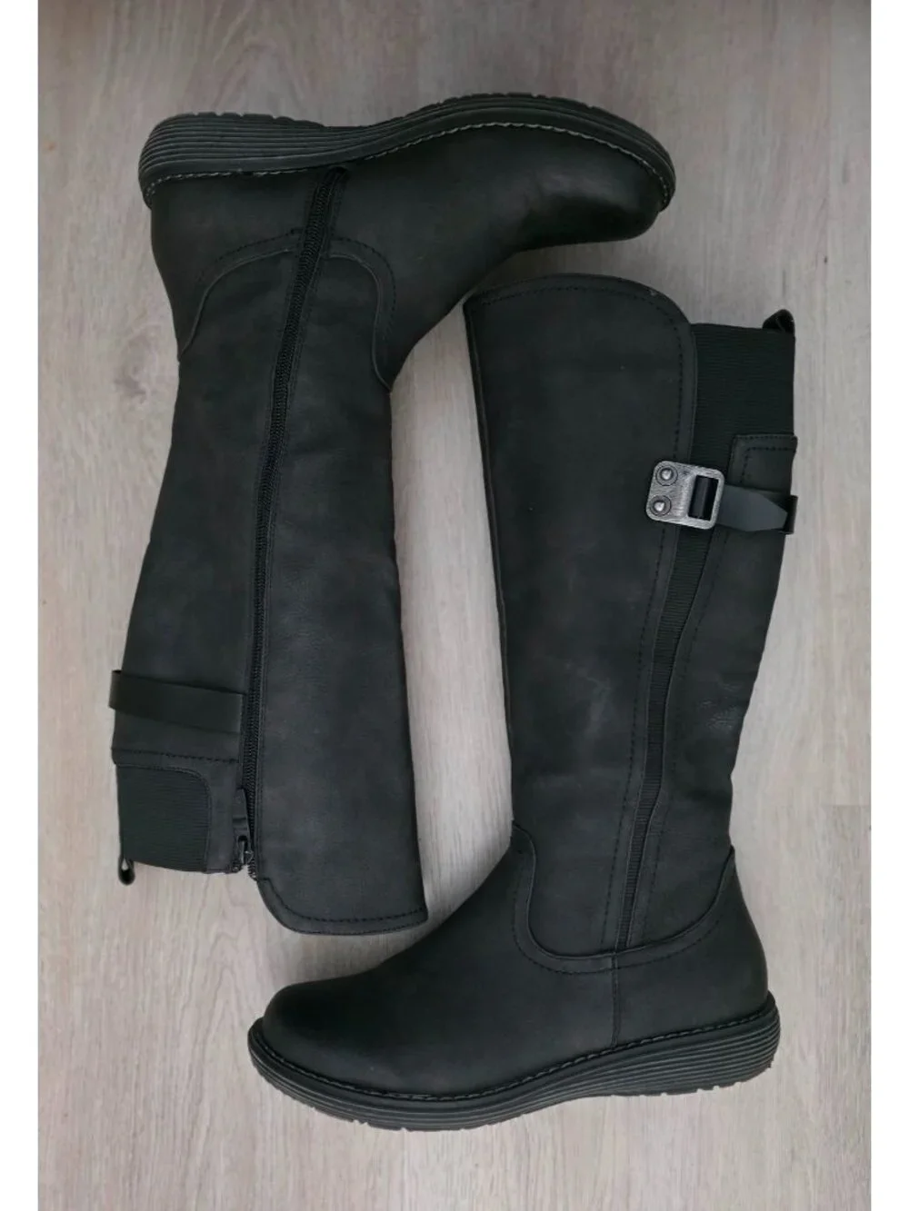 Extreme By Eddie Marc DELILAH Black Knee-High Faux Leather Side-Zip Boots Sz 8 - Picture 5 of 10